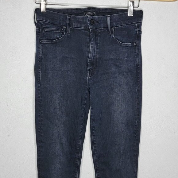 Mother Size 26 High Waisted Looker Ankle Fray‎ Black Skinny Denim Jeans - Picture 3 of 8